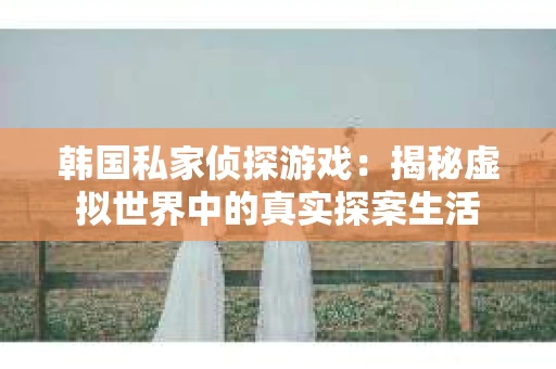 韩国私家侦探游戏：揭秘虚拟世界中的真实探案生活