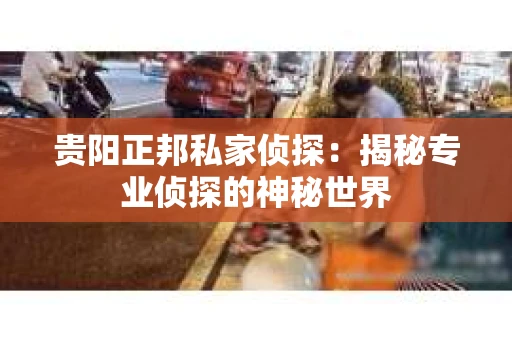 贵阳正邦私家侦探：揭秘专业侦探的神秘世界